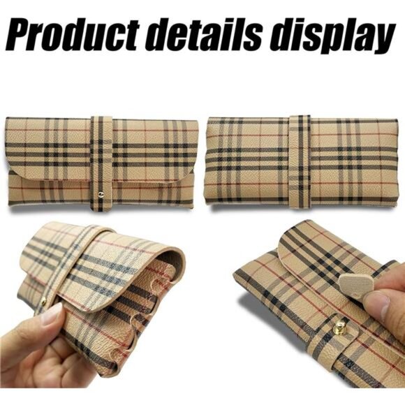 Glasses Storage Bag Beige and Red Soft Sunglasses Pouch Fashion Accessory - Picture 5 of 7